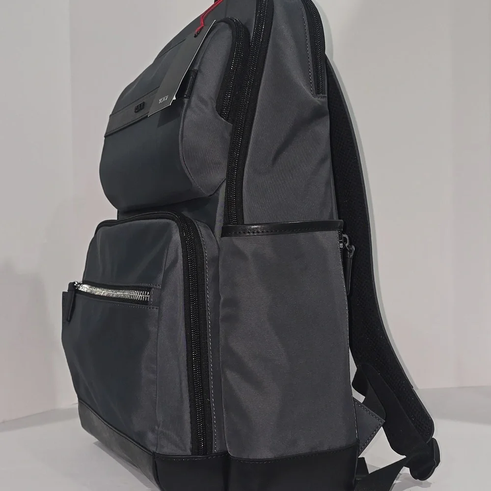 NWT ✅ TUMI LINKS TRAVEL BACKPACK PE & LEATHER CHARCOAL GREY / BLACK ✨NWT
